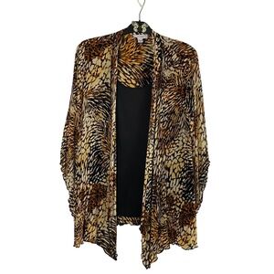VTG Dress Barn Women's Animal Print Sheer‎ Kimono Cardigan Cover Up 22/24